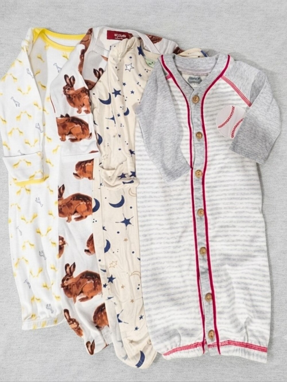 0-3 Months Kids Pajama Sleep Sacks - Gray, Yellow, Cream